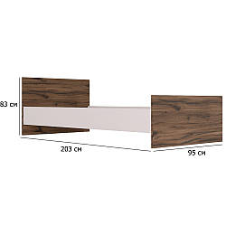 Ліжко для підлітка Сімпл 90х200 см кашемір та в'яз ліберті світлий у стилі мінімалізм