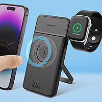 Бездротова магнітна зарядка для айфона та годинника Proove Power Stand 2 в 1 зарядна станція з акумулятором 20W 10000mAh