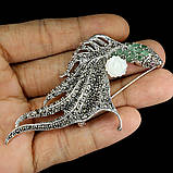 Брошка. Натуральний смарагд, марказит, перл і рубін. Срібло 925., фото 3