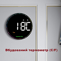 Годинник Deepfox DS-6635 LED цифровий електронний настінний Будильник Дата Температура (діаметр 25,4см), фото 8