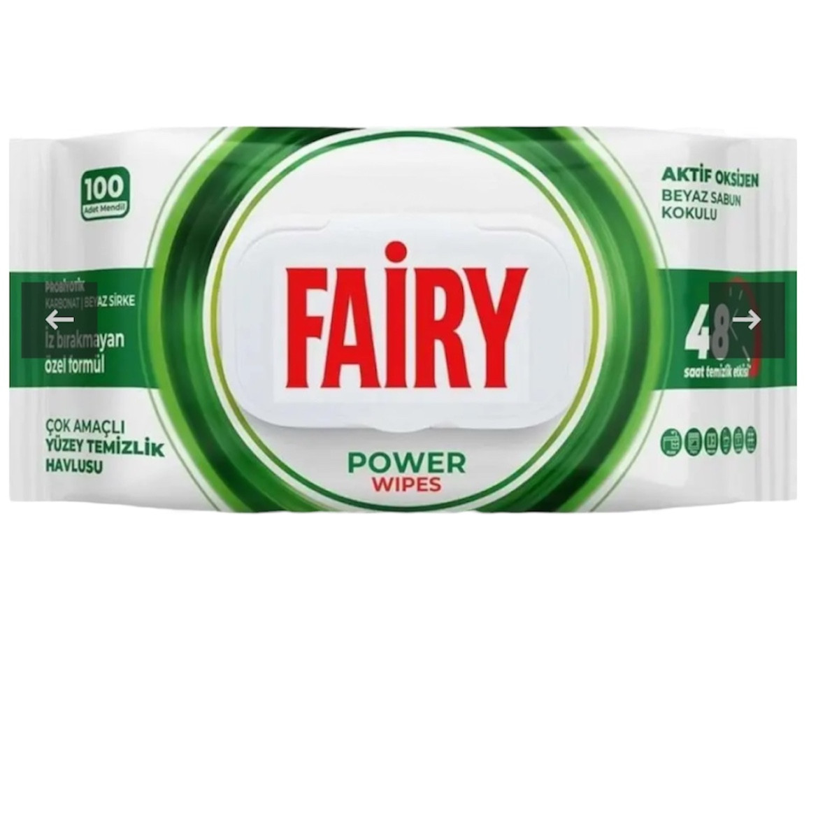 Вологі серветки для прибирання Fairy Power, з активним киснем 100 шт., фото 1