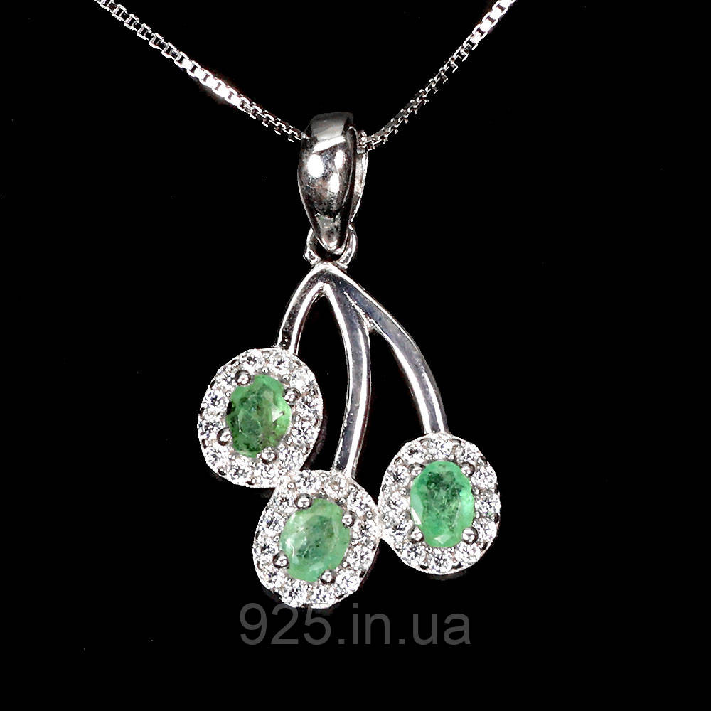 Підвіска. Натуральний смарагд. Срібло 925., фото 1