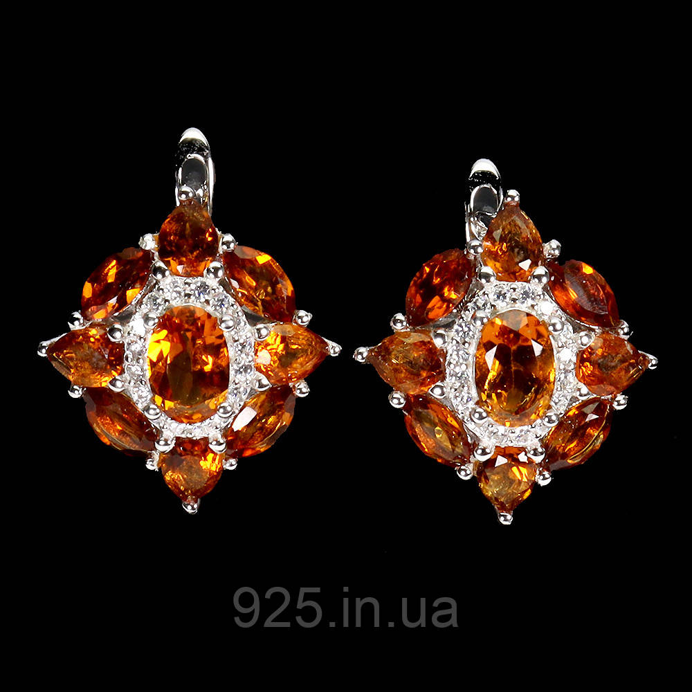 Сережки. Натуральний цитрин. Срібло 925., фото 1