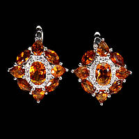 Сережки. Натуральний цитрин. Срібло 925.