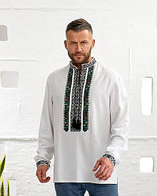 Вишиванка чоловіча "Борщівська квітка" (домоткане полотно біле)