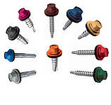 Саморіз (шуруп) покрівельний по металу з гумовою шайбою EPDM (4,80х19 мм) RAL 9005 чорний, фото 4