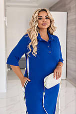 Довга сукня поло для повних дівчат колір електрик, фото 3