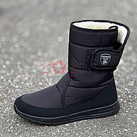 Чоботи дутіки чоловічі зимові чорні на липучці Сапоги дутики мужские зимние черные на липучке (Код: 3480)