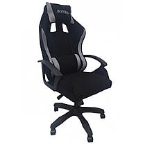 Крісло комп'ютерне геймерське з тканини Bonro B-944 чорно-сіре + 2 подушки для офісу будинку школяра підлітка, фото 2