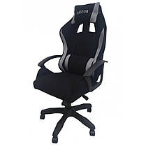 Крісло комп'ютерне геймерське з тканини Bonro B-944 чорно-сіре + 2 подушки для офісу будинку школяра підлітка, фото 3