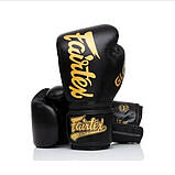 Боксерські рукавиці Fairtex BGVG1, Чорні, шкіряні, 16 унцій (454г.) для спортсменів 90-100 кг. + бинти, фото 5