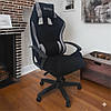 Крісло комп'ютерне геймерське з тканини Bonro B-944 чорно-сіре + 2 подушки для офісу будинку школяра підлітка, фото 6