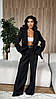 Жіночий чорний діловий костюм-двійка піджак на гудзиках і широкі штани, фото 3