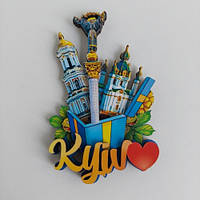 Магніт сувенірний Колаж "Київ" Дерев'яна слойка 63*100 мм (27983)