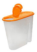 Ємність для сипучих продуктів пластикова 1,3 літра помаранчева (ПолiмерАгро) 19.5х9.5х16 см