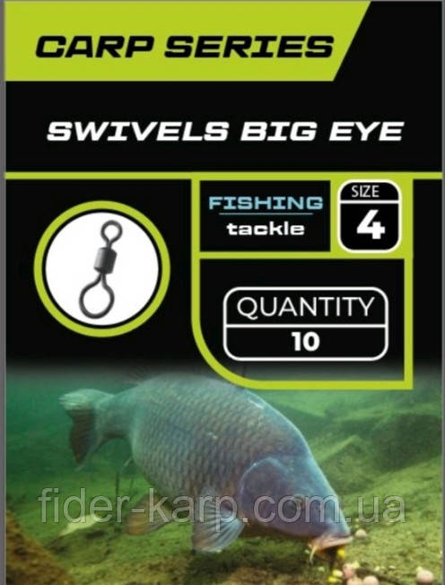 🇺🇦 Вертлюг "Large Eye Swivel" с большим кольцом √4 , чорний матовий 🇺🇦, фото 1