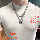 Кулон коловрат з вовком та ланцюжок плоский бісмарк 925 проба чорніння комплект, фото 8