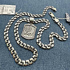 Кулон коловрат з вовком та ланцюжок плоский бісмарк 925 проба чорніння комплект, фото 4