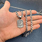 Кулон коловрат з вовком та ланцюжок плоский бісмарк 925 проба чорніння комплект, фото 6