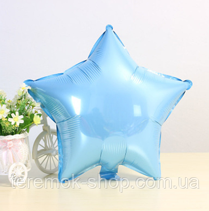 Куля фольгована зірка блакитна  45 см 18" без малюнка Китай