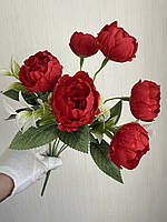 Букет штучних півоній на шість квіток . Піони декоративні ( червоні , 37 см ), фото 6