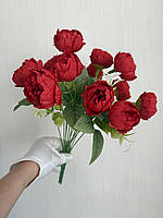 Букет штучних півоній на шість квіток . Піони декоративні ( червоні , 37 см ), фото 3