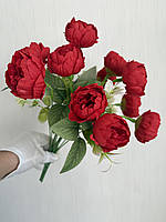 Букет штучних півоній на шість квіток . Піони декоративні ( червоні , 37 см ), фото 2