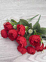 Букет штучних півоній на шість квіток . Піони декоративні ( червоні , 37 см ), фото 10