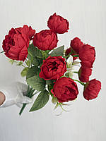 Букет штучних півоній на шість квіток . Піони декоративні ( червоні , 37 см ), фото 4