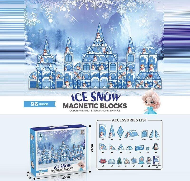 Магнітний конструктор Magnetic Холодне серце на 96 деталей, фото 1