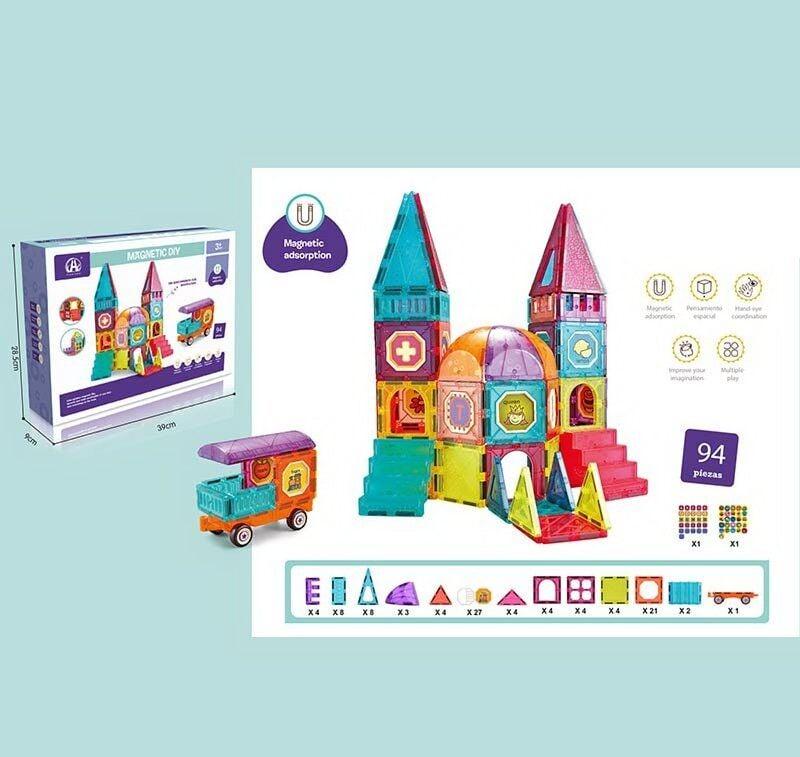 Магнітний конструктор Замок Magnetic CH 1012 на 94 деталі, фото 1