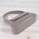 Жіночий клатч сумка через плече темно бежева маленька сумочка з плечовим ременем з екошкіри, фото 2