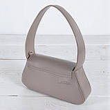 Жіночий клатч сумка через плече темно бежева маленька сумочка з плечовим ременем з екошкіри, фото 4