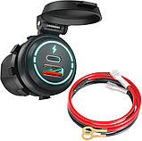 IP66 Автомобільна врізна зарядка 12-24V USB QC 3.0 + PD Type-C з кришкою на пружині, фото 2