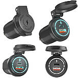 IP66 Автомобільна врізна зарядка 12-24V USB QC 3.0 + PD Type-C з кришкою на пружині, фото 5