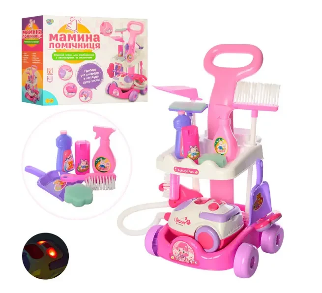 Дитячий ігровий набір для прибирання з пилососом і візочком "Мамина помічниця", фото 1