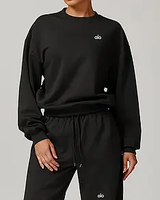 Alo Yoga Accolade Crew Neck Pullover Black px446-BK L