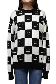 Acne Studios Face Maglia jacquard wool sweater Black/White M