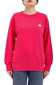 Acne Studios Face Patch Crewneck Sweatshirt Neon Pink XS