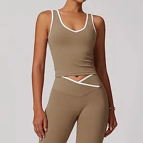Alo Yoga Contrast Line Tank Mocha Brown 88434-MBN S