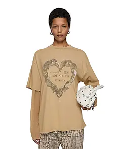 Acne Studios Floragatan Layered Print T-Shirt Sand Beige M