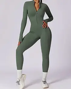 Alo Yoga Long Sleeve Jumpsuit Moss Green a6652-MOGN M