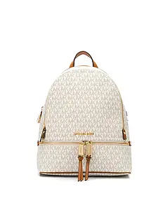 Michael Kors Signature Rhea Zip Backpack Medium Vanilla