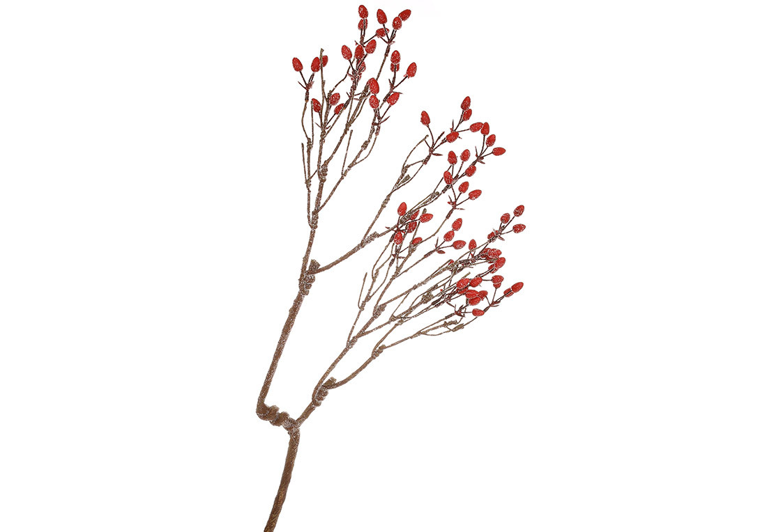 Гілка червоних ягід у льоду 90см, фото 1