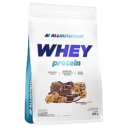 Протеїн купити, концентрат білка 908 г шоколадний смак нуга для росту і відновлення м'язів ALLNUTRITION Whey Protein