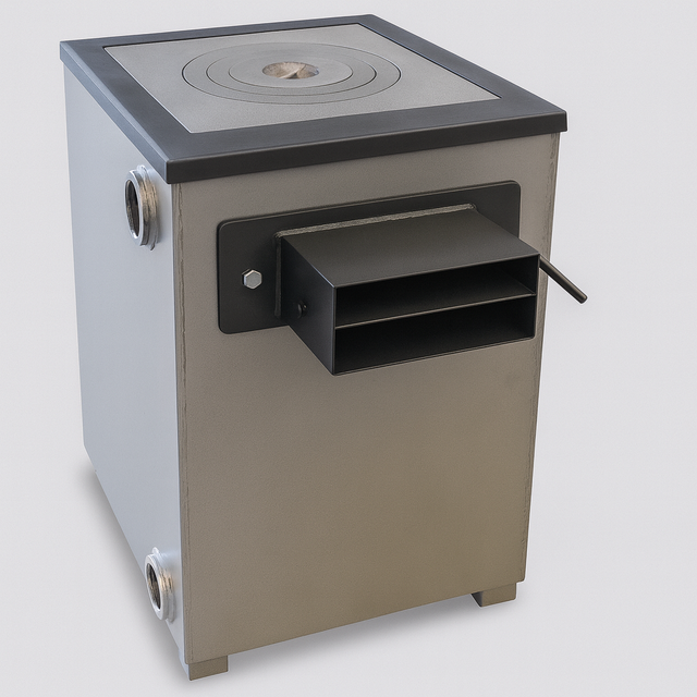 Котел-плита БУРЖУЙ КП-12 — універсальний твердопаливний котел із варильною поверхнею. Опалює будинок і дозволяє готувати. Працює на дровах і вугіллі, має високий ККД та просту конструкцію. Котел-плита БУРЖУЙ КП-12 — твердопаливний котел на дровах і вугіллі