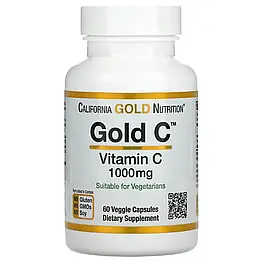 Вітамін с, аскорбінова кислота 1000 мг, 60 капсул для імунітету і здоров'я від California Gold Nutrition