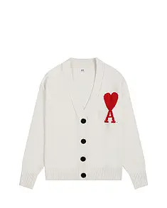 AMI Paris Ami De Coeur Cardigan White M