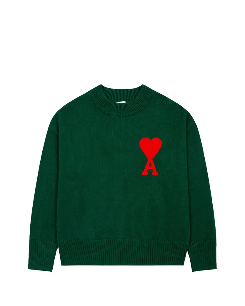 AMI Paris Ami De Coeur Crew-Neck Jumper Green S, фото 1