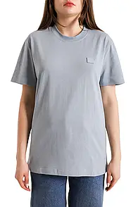 Acne Studios T-Shirt With Ellison Face Patch Light Blue L